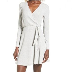 Anthropology Everly Gray Rib Knit Wrap Dress